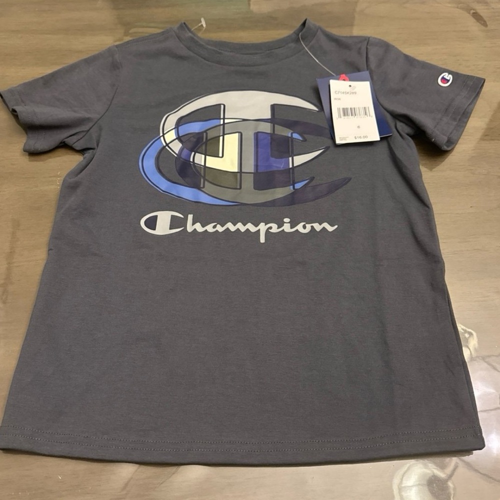 Champion Gray Short Sleeve Tee with Bold Logo